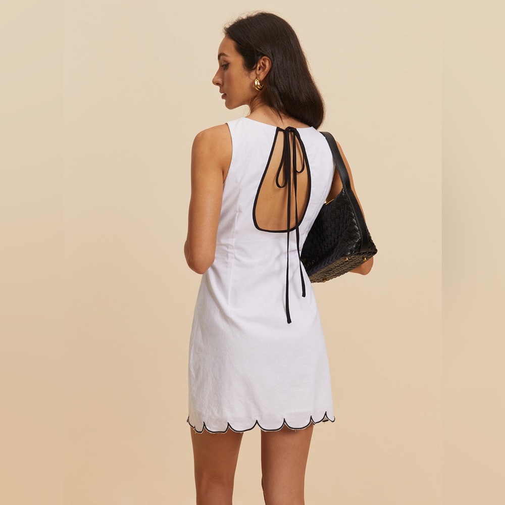 Commense Cotton‎ Contrast Hem Short Dress white Size L/8-10 US